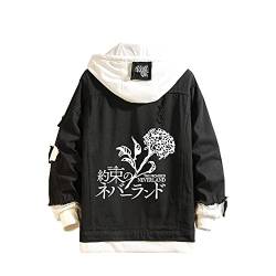 CSOCKS The Promised Neverland Jacke Hoodie Manga Emma Norman Ray Jeansjacke mit Kapuze Anime Slim Jeansmantel für Männer Frauen Jugend von CSOCKS