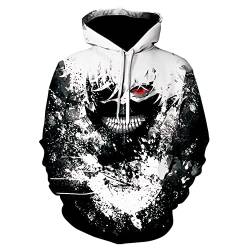 CSOCKS Tokyo Ghoul Hoodie Ken Kaneki 3D-Gedruckter Anime-Langarm-Pullover mit Kapuze für Männer und Frauen von CSOCKS