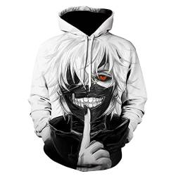 CSOCKS Tokyo Ghoul Hoodie Ken Kaneki 3D-Gedruckter Anime-Langarm-Pullover mit Kapuze für Männer und Frauen von CSOCKS
