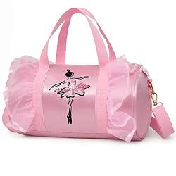 CSPone Tanztasche Balletttasche Handtasche Kindertasche Umhängetaschen Crossbody Sporttasche Mädchen Kinder Pink Rosa von CSPone