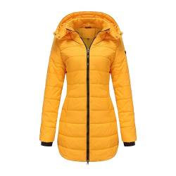 2023 Warme Jacke für Damen Einfarbige Slim Fit Daunenjacke Frauen Reißverschluss Winterjacke Pufferjacke Damen Daunenmantel Windbreaker Down Coat Übergangsjacke für Herbst/Winter von CSWH