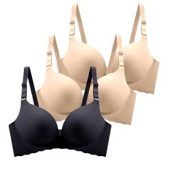 3er Pack BH Damen ohne Bügel Fraun Einfarbiges Push Up BH Sexy BH Set mit verstellbarem Mädchen 2024 Y2K Weich Bequemer BH Atmungsaktiver Unterwäsche Bra für Alltag von CSWH