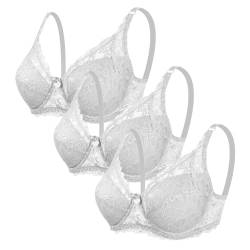 3er Pack Damen BH mit Bügel Fraun Push Up BH Spitzen BH Sexy BH Set mit verstellbarem Mädchen Atmungsaktiver Weich Bequemer BHS Y2K Unterwäsche Bra für Alltag von CSWH