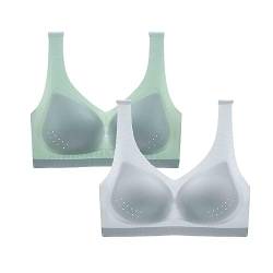 CSWH 2er Pack Damen Seamless Sport BH ohne Buegel mit Merfarben Wohlfühl-BH Bustiers Bügelloser Soft Bra Komfort-BH Schlaf-BH Freizeit- und Sport BH Seamless Sporttop von CSWH