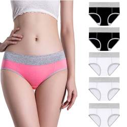 CSWH 5er Pack Damen Farbblock Unterhosen Frauen Mehrpack Slips Hipster Unterwäsche Höschen Women Panties M-5XL von CSWH