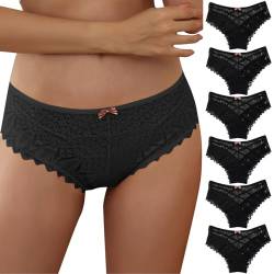 CSWH 6er Pack Unterhosen Damen Sexy Spitzen Unterwäsche Frauen Mittel Taille Atmungsaktiv Slip Weich Pantys Bequem Hipster Mehrpack S-5XL von CSWH