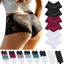 CSWH 6er Pack Unterhosen Damen Sexy Spitzen Unterwäsche Frauen Weich Atmungsaktiv Slip Pantys Bequem Hipster Mehrpack S-XL von CSWH