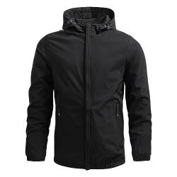 CSWH Herren Softshelljacke Jacke mit Abnehmbarer Kapuzen Männer Sturmjacke Winterjacke Einfarbig Regular Fit Outdoorjacke Übergangsjacke Funktionsjacke Jacke für Wandern Fahrrad Training von CSWH