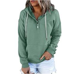 CSWH Hoodie Damen Unifarben Reguläre Passung Kapuzenpullover Frauen Sweatshirt mit Kapuze mit Knöpfen und Vordertaschen Damen Pulli Pullover Sweatjacke Langarmshirt von CSWH