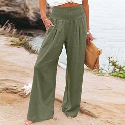 CSWH Jogginghose Damen Einfarbig Weites Bein Hose Freizeithose Yogahose Frauen Elegant Luftig Lounge Pants Hausehose Trainingshose Female Stoffhose Wanderhose Sporthose mit Taschen von CSWH