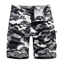 Herren Cargo Shorts Männer Camouflage Kurze Hose mit Zip Off Male Wanderhose Trekkinghose mit Taschen Jungen Regular Fit Sporthose Outdoorhose Kurze Pants Trousers für Sommer Sports Outdoor von CSWH