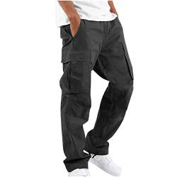 Herren Cargohose Männer Einfarbig Cargo Hosen mit Seitentasche Male Comfort Fit Trainingshose Wanderhose Jungen Lässig Sporthose Arbeitshosen Pants Trousers Y2k Streetwear für Outdoor Sport von CSWH