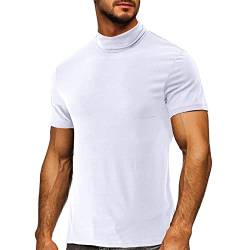 T-Shirt Herren Einfarbige Hochkragen Kurzarm Shirts Hemd Männer Slim-geschnittene Tshirts Tops 2024 Jungen Sommer Oberteile Tee Shirts Y2K Streetwear von CSWH