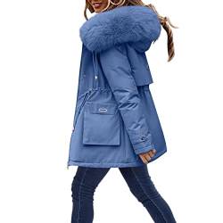 Warme Jacke für Damen Unifarben Reißverschluss Daunenjacke Winterjacke Frauen Pufferjacke mit Kapuze Damen Daunenmantel Down Coat Steppjacke Winterjacke Übergangsjacke von CSWH