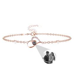 CSstone Foto Armband für Frauen Personalisierte Herz Armband mit Bild Benutzerdefinierte Foto Armband Projektion, Ich liebe Sie Kreis Charm Memory Armband Schmuck Geschenk für Frauen Freundin von CSstone