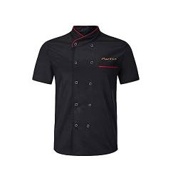 CSstone Kochjacke Kurzarm für Herren Frauen Chef Mantel Schwarz Weiß Chefuniform Arbeitshemden (M-4xl Größen) (black, XXL) von CSstone