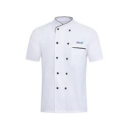 CSstone Kochjacke Kurzarm für Herren Frauen Chef Mantel Schwarz Weiß Chefuniform Arbeitshemden (M-4xl Größen) (white, M) von CSstone