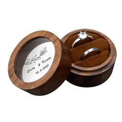 Personalisierte benutzerdefinierte gravierte Holzringschatulle Für die Verlobung der Hochzeitszeremonie Ringkästchen handgefertigt Ringhalter Box Herr und Frau Ringetui für Paare von CSstone