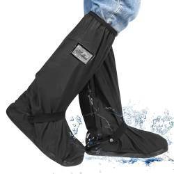 CTDMJ Schuhüberzieher Wasserdicht Regenüberschuhe Wasserdichte Überschuhe Regenschuhe Faltbare Regenstiefel-Schuhabdeckung mit Reißverschluss Rutschfest Reflektor Regenausrüstung für Männer Frauen L von CTDMJ