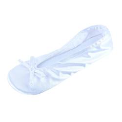 CTM Damen Satin Ballerina Slipper Hausschuh, weiß, Medium von CTM