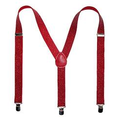 CTM Elastische Damen-Hosenträger mit Glitzer-Clip, rot, One size von CTM