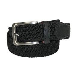 CTM Herren Elastic Silber Buckle Geflochtenes Stretch-Gürtel, XL, Schwarz von CTM