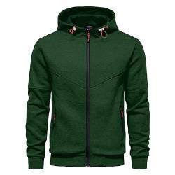 CTU Herren Hoodies Sweatshirts Jacken Langarm Fleece Zip Up Hoodies für Männer S-4XL, grün, XXL von CTU