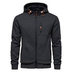 CTU Herren Hoodies Zip Up Langarm Fleece Sweatshirts Hoodies für Männer S-3XL, Dunkelgrau, L von CTU