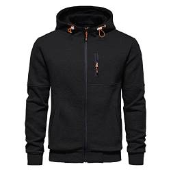 CTU Herren Hoodies Zip Up Langarm Fleece Sweatshirts Hoodies für Männer S-3XL, Schwarz , S von CTU