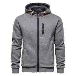 CTU Herren Hoodies Zip Up Langarm Fleece Sweatshirts Hoodies für Männer S-3XL, hellgrau, XXL von CTU