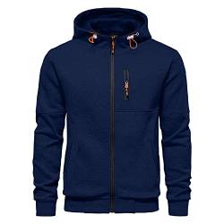 CTU Herren Hoodies Zip Up Langarm Fleece Sweatshirts Hoodies für Männer S-3XL, navy, S von CTU