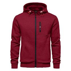 CTU Herren Hoodies Zip Up Langarm Fleece Sweatshirts Hoodies für Männer S-3XL, rot, L von CTU