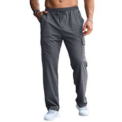 Herren-Cargo-Jogginghose, lässig, elastische Taille, Trainingshose für Herren, Größe M-4XL, Dunkelgrau, 31-35 von CTU