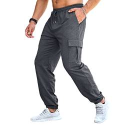 Herren-Jogginghose, lässige Arbeitshose, Cargohose für Herren, Größe M-4XL, Dunkelgrau, 31-35 von CTU