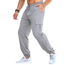 Herren-Jogginghose, lässige Arbeitshose, Cargohose für Herren, Größe M-4XL, hellgrau, 58 von CTU