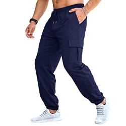 Herren-Jogginghose, lässige Arbeitshose, Cargohose für Herren, Größe M-4XL, navy, 34-37 von CTU