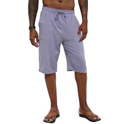 Herren Leinen Shorts 3/4 Länge Hosen Casual Baumwolle Yoga Jogger Sommer Strand elastische Kurze Hosen von CTU