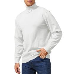 Herren Rollkragenpullover, leicht, lässig, hoher Rollkragen, gestrickt, Basic Pullover, weiß, XX-Large von CTU