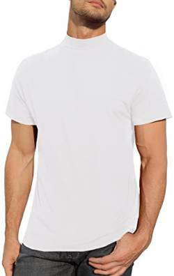 Herren-T-Shirt, Rollkragen, Baumwolle, schmale Passform, einfarbiges Oberteil, 1 weiß, XL von CTU