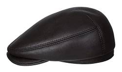 CUCUBA Coppola Herren-Hut aus Leder mit Futter - Mütze mit Visier und Ohrenschutz - Herbst/Winter - Schwarz, Schwarz , Large von CUCUBA