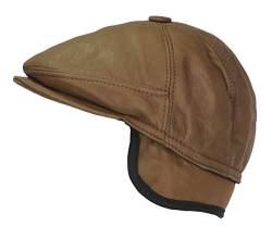 CUCUBA Coppola Herren-Hut aus Shearling-Leder, Mütze mit Schirm und Ohrenschützer, Größe XL (60), Hellbraun von CUCUBA