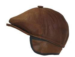 CUCUBA Coppola Herren-Hut aus Shearling-Leder, Mütze mit Schirm und Ohrenschützer, perlfarbenes Kupfer, Perlkupfer, X-Large von CUCUBA