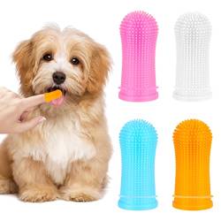 4 Stück Fingerzahnbürste für Hunde, Fingerlinge Hunde Zahnpflege,Fingerzahnbürste Hundezahnbürste für Kleine,Mittlere und GroßE Hunde von CUHZA