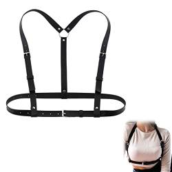 CUHZA 1 Stück Punk Leder Körperkette Harness Gürtel Körper Brust Kette Schwarz Gothic Weste Verstellbare Gürtel für Frauen Mädchen Cosplay Party Rave Halloween Kostüm von CUHZA