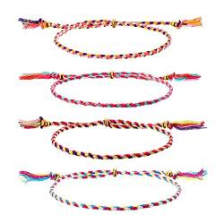 CUHZA 4 Stück Surfer Fußband Damen, Fußkettchen Herren, Boho Hippie Fußkettchen Geflochten, Handmade Strand Festival Accessoires (Verstellbar) von CUHZA