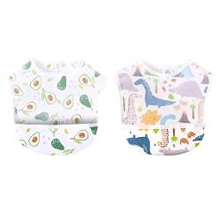 CUHZA Baby Lätzchen, 2 Stück Baby Kinderlätzchen, Weiche Absorbierende und wasserdicht Halstücher Sabberlätzchen Spucktücher Baby mit Klettverschluss für Baby Jungen & Mädchen Kleinkinder, 0-36 Mon von CUHZA