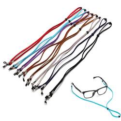 CUHZA Brillenkette, Brillenband, 8 Stück Bunt Sport Brillenkette, Mehrfarbig Brillenbänder, Unisex Verstellbar Brillenschnur, mit Einstellbare Leder Brille seil für Damen Herren von CUHZA