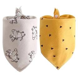 CUHZA Lätzchen Baby Dreieckstuch Baby Musselin Halstuch Baby für Junge und Mädchen, 2 Stück Baby Dreieckstuch Lätzchen, Sabberlätzchen mit 2 Verstellbares Druckknopf Lätzchen für Kleinkinder, Unisex von CUHZA