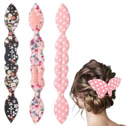 CUHZA Magischer Haarknoten, 3 Stück Haarknotenmacher, Hair Bun Maker, Haarknoten Maker, Haarhalter Schwamm Clips Haar Styling Donut Brötchen Haar Twist Lockenwickler Donut Tools für Mädchen Frauen von CUHZA