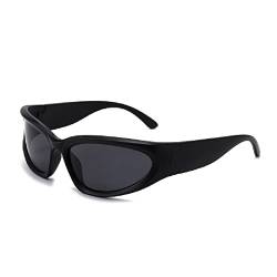 CUHZA Y2K Sonnenbrille für Damen Herren Trendy Shield Wrap Around Sonnenbrille Randlos Übergroße Mode Rahmenlose Sonnenbrille von CUHZA